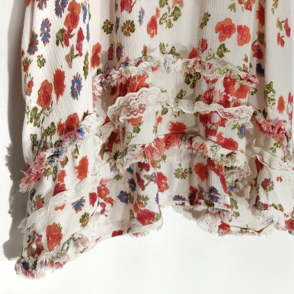 Free People | Floral Ruffle Racerback Tank Small - Picture 3 of 7